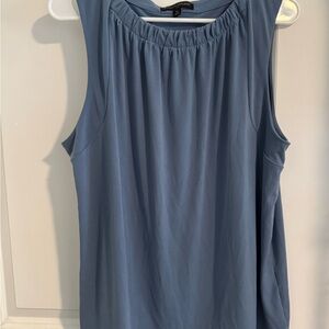 Banana Rep Women's Blue Sleeveless Blouse Shirred Neckline Size XL Soft Stretch